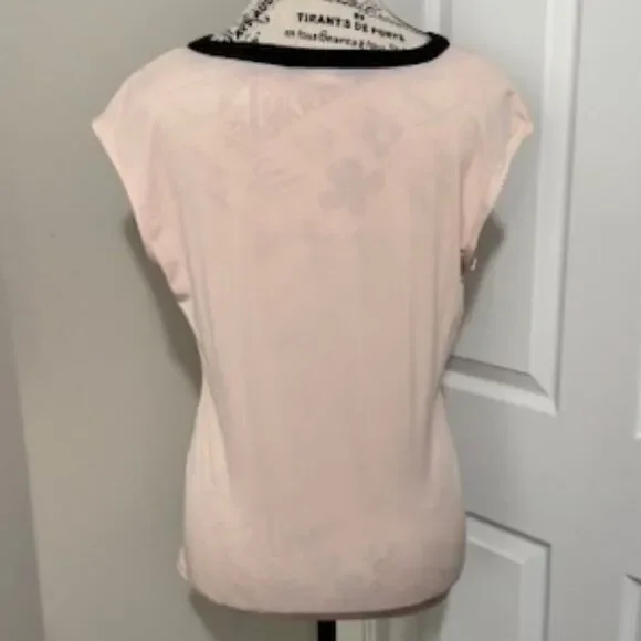USED Woman's Calvin Klein No Sleeve Blouse Color Pink/Black Size Small - Picture 2 of 3